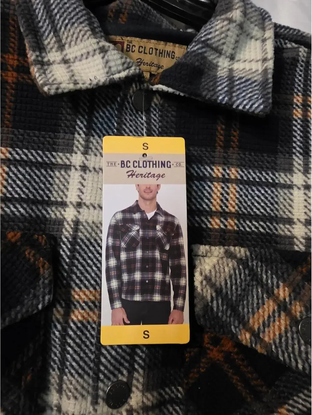 BC Clothing Heritage Men's Plaid Flannel Shirt Size S